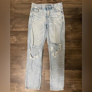 American Eagle Outfitters Light Blue Distressed Straight Leg Jeans